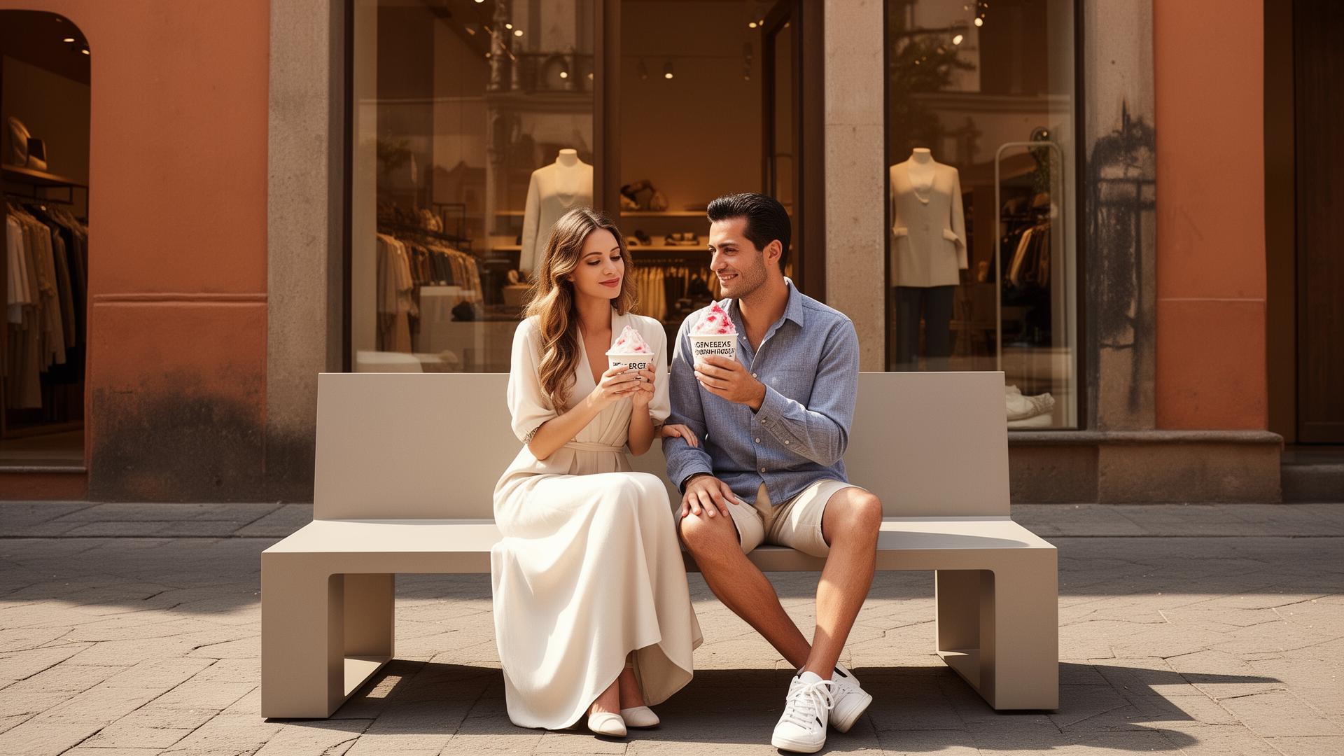 Pareja disfrutando greek frozen yogurt en Ciudad de México